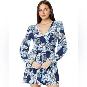 Lilly Pulitzer Navy and Light Blue Floral Dress